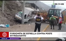 Comas: Furgoneta se estrelló contra poste en Pasamayito - Noticias de Comas