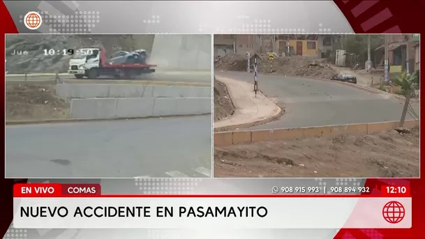 Comas: Grúa pierde el control y vuelca en Pasamayito. Foto: América Noticias Comas: Grúa pierde el control y vuelca en Pasamayito. Foto: América Noticias