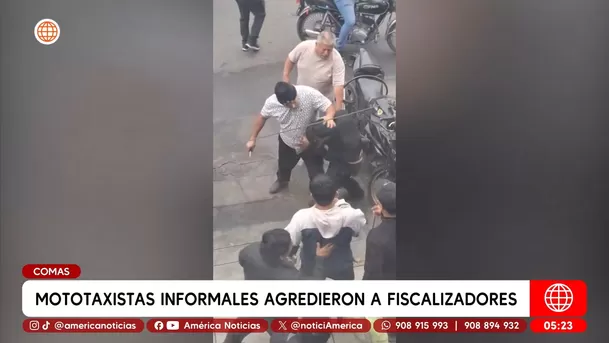 Mototaxistas informales agredieron a fiscalizadores en Comas. Foto: América Noticias
