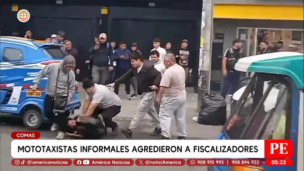 Mototaxistas informales agredieron a fiscalizadores en Comas. Foto: América Noticias