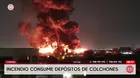 Comas: Incendio consume tres depósitos de colchones