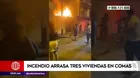 Comas: Incendio destruyó tres viviendas 