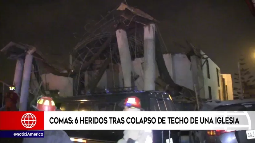 Comas: seis obreros resultaron heridos luego que techo de iglesia colapsara