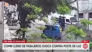 Combi llena de pasajeros choca contra poste en San Juan de Miraflores. Foto y video: América Noticias