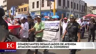 Comerciantes informales de La Victoria marcharon hacia el Congreso