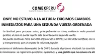 ComexPerú solicita el relevo en la jefatura de la ONPE