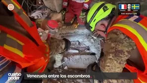 Equipos de auxilio batallan entre los escombros para salvar vidas en La Guaira, Venezuela, tras el doblete sísmico. Video: Cuarto Poder