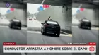 Conductor arrastra a hombre sobre el capó de su auto en San Borja