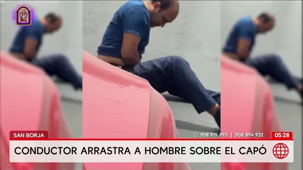 Conductor arrastra a hombre sobre el capó de su auto en San Borja. Foto: América Noticias Conductor arrastra a hombre sobre el capó de su auto en San Borja. Foto: América Noticias