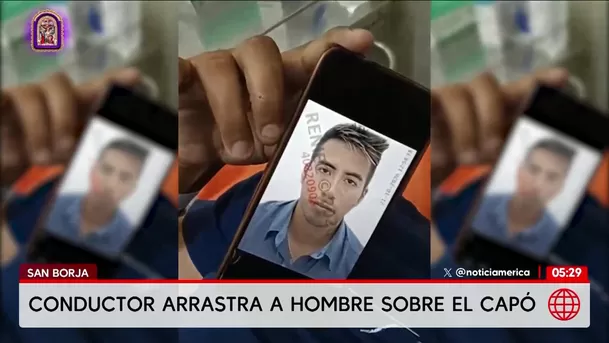 Conductor arrastra a hombre sobre el capó de su auto en San Borja. Foto: América Noticias Conductor arrastra a hombre sobre el capó de su auto en San Borja. Foto: América Noticias