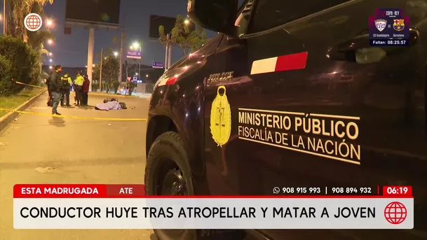 Conductor huye tras atropellar y matar a joven en Ate Vitarte. Foto: América Noticias Conductor huye tras atropellar y matar a joven en Ate Vitarte. Foto: América Noticias