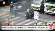 Conductor huyó de operativo en Los Olivos y casi atropella a fiscalizadores