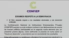 CONFIEP exige respetar resultados electorales tras anuncio de Roberto Sánchez