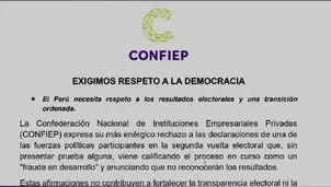 Gremio empresarial cuestionó las declaraciones de Roberto Sánchez y advirtió que generan incertidumbre política en un momento clave para el país./ Video: Canal N