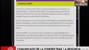 Comunicado de la Confiep