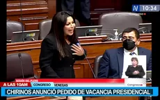 Congreso: Patricia Chirinos anuncia que redactó pedido de vacancia del presidente Castillo - Noticias de despacho-presidencial