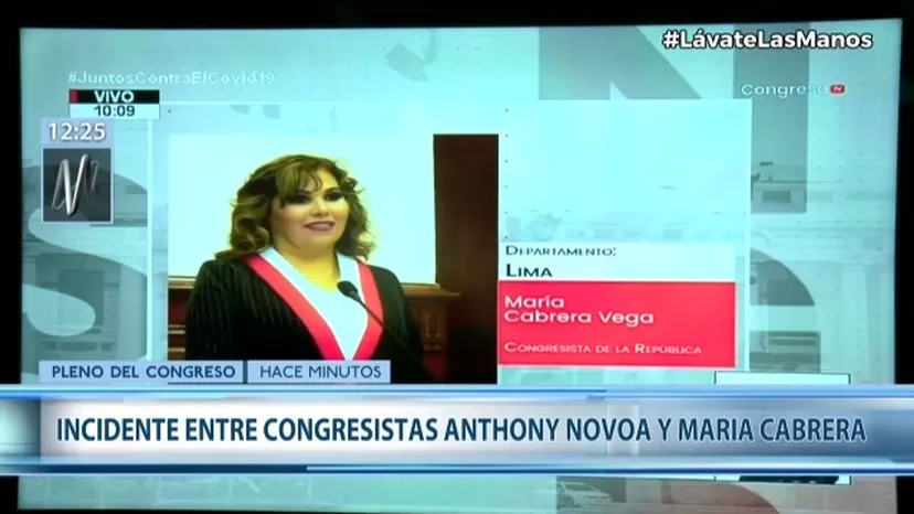 Congresistas Anthony Novoa y María Teresa Cabrera protagonizaron discusión durante el Pleno 