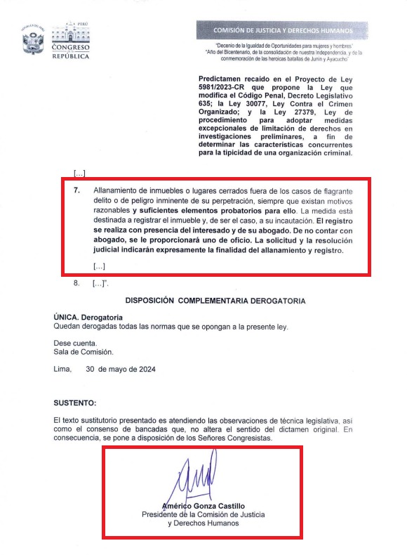 Congreso: Aprueban, en segunda votación, modificaciones a la Ley contra el Crimen Organizado