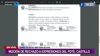 Congreso: presentan moción de rechazo de expresiones del presidente Castillo sobre salida al mar para Bolivia 