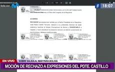 Congreso: presentan moción de rechazo de expresiones del presidente Castillo sobre salida al mar para Bolivia  - Noticias de cierre-de-minas