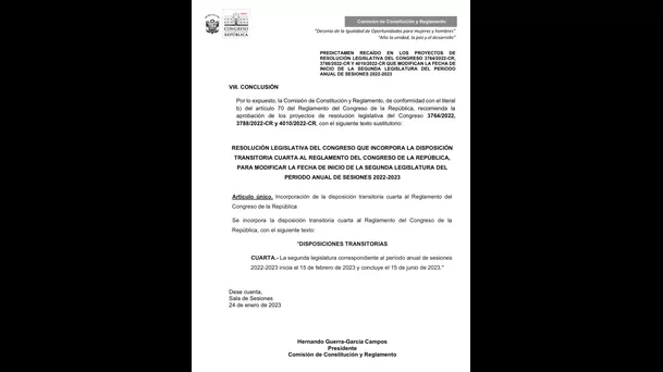 Predictamen de la Comisión de Constitución y Reglamento