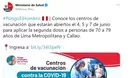 Conoce los centros de vacunación habilitados para el 4, 5 y 7 de junio