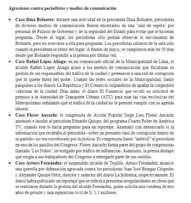 El Consejo de la Prensa Peruana rechazó el maltrato de la presidenta Dina Boluarte a la prensa