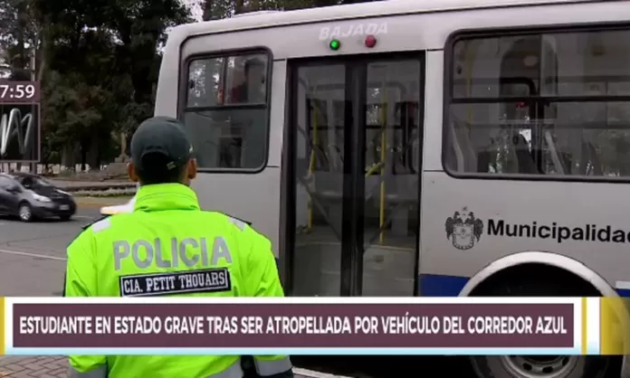 Corredor Azul: estudiante quedó grave tras ser arrollada por un bus