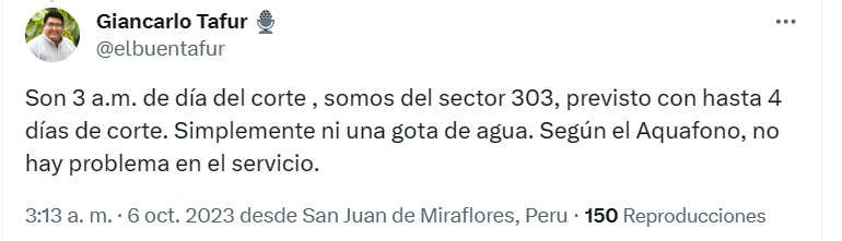 Corte de agua en Lima: Usuarios reaccionan ante el inicio de la suspensión del servicio