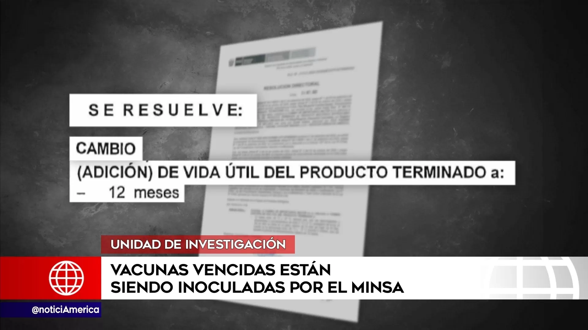 Resolución de Digemid en la que se indica la adición de vida útil de las vacunas por 12 meses más - Foto: América Noticias