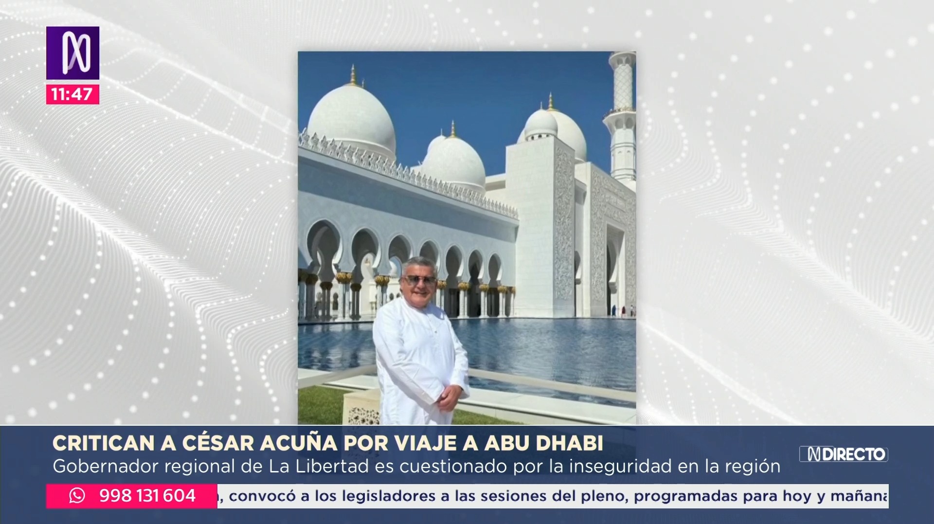 Critican a César Acuña por viaje a Abu Dhabi