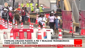 Ciudadanos cruzan estructura a pie tras caída de puente en Chancay. Foto y video: América Noticias