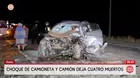 Cuatro muertos deja choque de camioneta y camión en Puno