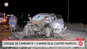 Cuatro muertos deja choque de camioneta y camión en Puno. Foto y video: América Noticias