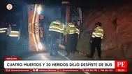 Cuatro muertos y 20 heridos dejó despiste de bus en Arequipa