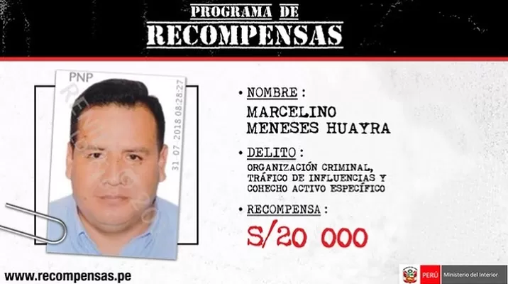 Marcelino Meneses Huayra. Foto: Mininter Marcelino Meneses Huayra. Foto: Mininter