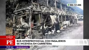 Bus se incendió en Cusco. Foto y video: América Noticias