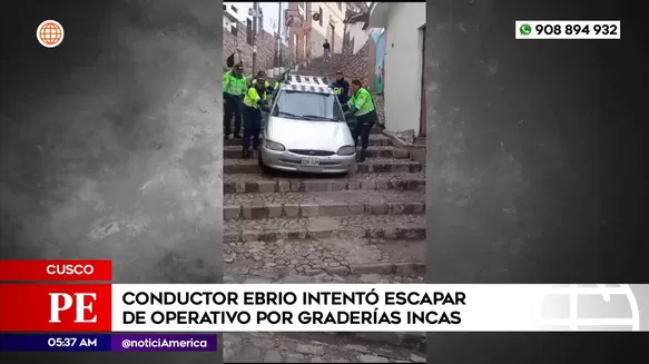 Chofer ebrio intentó escapar de operativo por graderías incas en Cusco. Foto: América Noticias