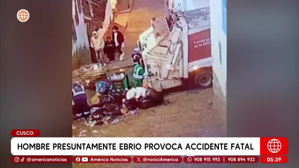 Cusco: Hombre ebrio provocó accidente fatal con camión municipal. Foto: América Noticias Cusco: Hombre ebrio provocó accidente fatal con camión municipal. Foto: América Noticias