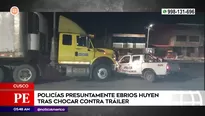 Policías huyen tras chocar con tráiler. Foto y video: América Noticias