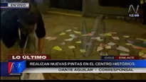 Turista franc&eacute;s realiz&oacute; pinta en Centro Hist&oacute;rico de Cusco. Foto: Captura de Tv Canal N.