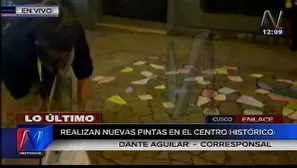 Turista franc&eacute;s realiz&oacute; pinta en Centro Hist&oacute;rico de Cusco. Foto: Captura de Tv Canal N.