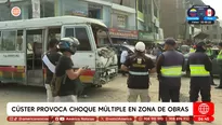 Cúster provoca choque múltiple en zona de obras en Villa María del Triunfo. Foto y video: América Noticias