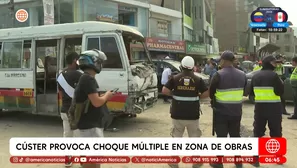 Cúster provoca choque múltiple en zona de obras en Villa María del Triunfo. Foto y video: América Noticias