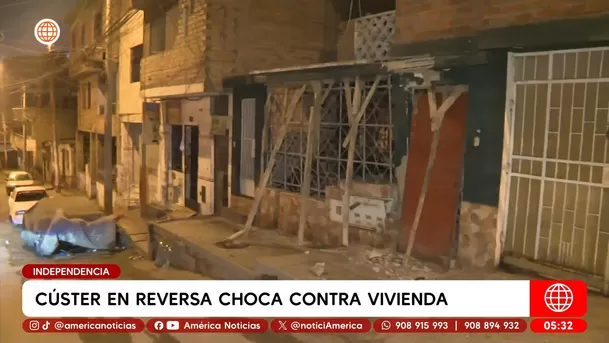 Cúster en reversa choca contra vivienda en Independencia. Foto: América Noticias