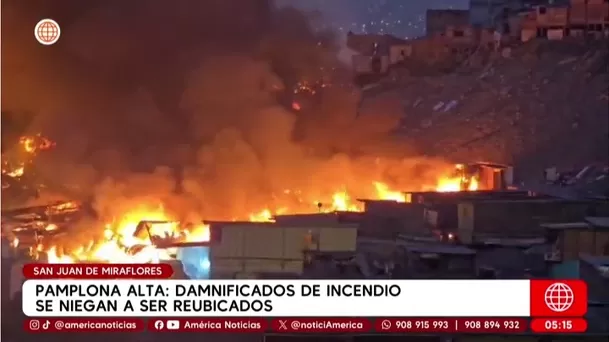 Damnificados de incendio en Pamplona Alta rechazan reubicación. Foto: América Noticias Damnificados de incendio en Pamplona Alta rechazan reubicación. Foto: América Noticias