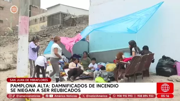 Damnificados de incendio en Pamplona Alta rechazan reubicación. Foto: América Noticias Damnificados de incendio en Pamplona Alta rechazan reubicación. Foto: América Noticias