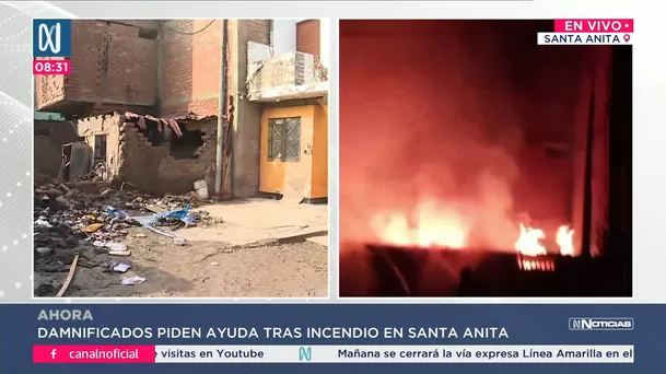 Damnificados piden ayuda tras incendio en Santa Anita. Foto: Canal N