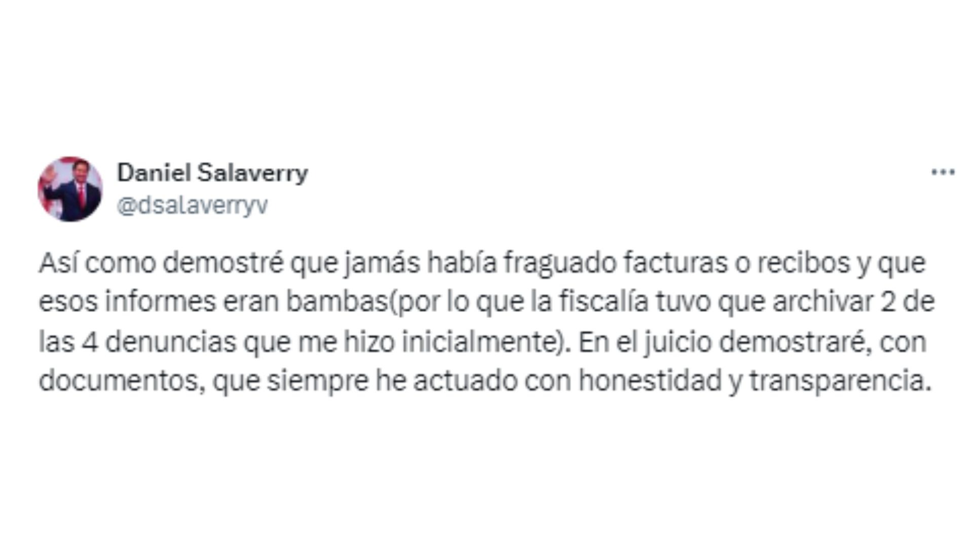 Daniel Salaverry se defiende luego de anuncio de juicio oral en su contra