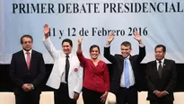 Candidatos presentes al debate organizado por el Colegio de Periodistas y el Colegio de Abogados. Foto: Andina